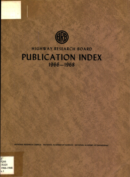 Highway Research Board Publication Index, 1966-1968