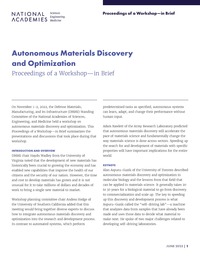 Autonomous Materials Discovery and Optimization: Proceedings of a Workshop–in Brief