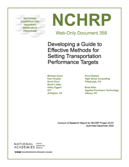 Developing a Guide to Effective Methods for Setting Transportation Performance Targets