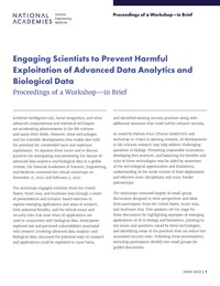 Engaging Scientists to Prevent Harmful Exploitation of Advanced Data Analytics and Biological Data: Proceedings of a Workshop—in Brief