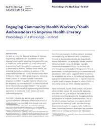 Engaging Community Health Workers/Youth Ambassadors to Improve Health Literacy: Proceedings of a Workshop–in Brief