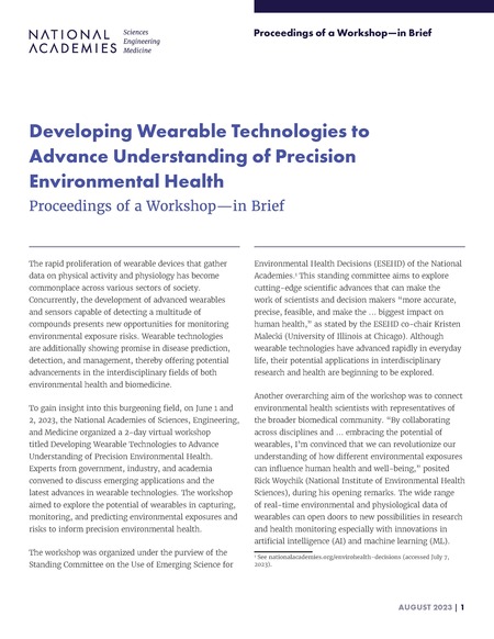 Developing Wearable Technologies to Advance Understanding of Precision Environmental Health: Proceedings of a Workshop–in Brief