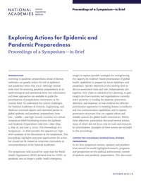 Exploring Actions for Epidemic and Pandemic Preparedness: Proceedings of a Symposium—in Brief