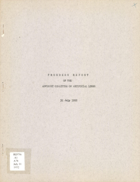 Progress report of the Advisory Committee on Artificial Limbs: 31 July 1952