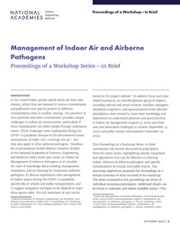 Management of Indoor Air and Airborne Pathogens: Proceedings of a Workshop Series–in Brief