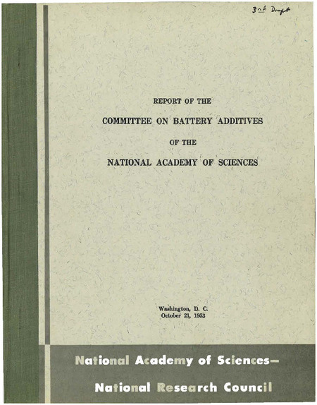 Report of the Committee on Battery Additives of the National Academy of Sciences