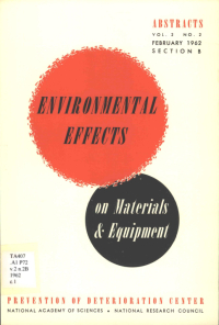 Cover Image: Environmental effects on materials and equipment Abstracts Vol. 2, No. 2