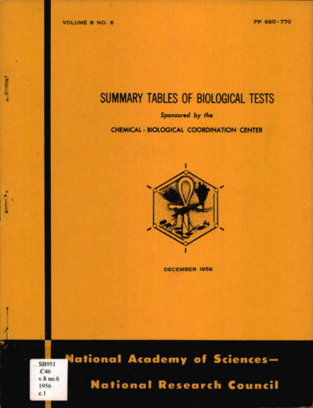 Summary tables of biological tests: Vol. 8 No. 6, Dec. 1956