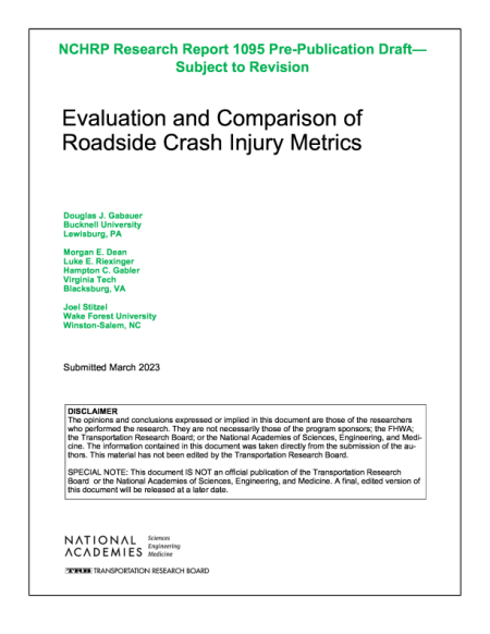 Evaluation and Comparison of Roadside Crash Injury Metrics