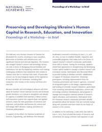 Preserving and Developing Ukraine's Human Capital in Research, Education, and Innovation: Proceedings of a Workshop—in Brief