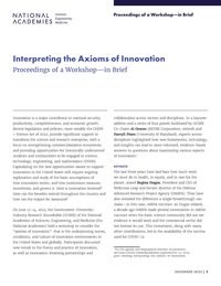 Interpreting the Axioms of Innovation: Proceedings of a Workshop—in Brief