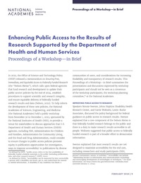 Enhancing Public Access to the Results of Research Supported by the Department of Health and Human Services: Proceedings of a Workshop–in Brief