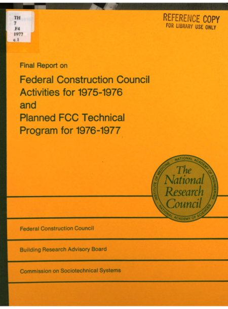 Final Report on Federal Construction Council Activities for 1975-1976 and Planned FCC Technical Program for 1976-1977