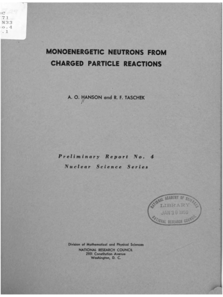 Monoenergetic Neutrons From Charged Particle Reactions