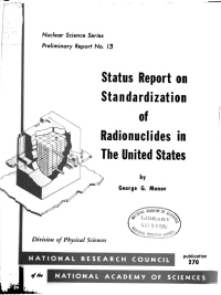 Cover Image: Status Report on Standardization of Radionuclides in the United States