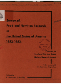 Cover Image: Survey of Food and Nutrition Research in the United States of America