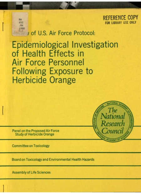 Review of U.S. Air Force Protocol: Epidemiological Investigation of Health Effects in Air Force Personnel Following Exposure to Herbicide Orange.