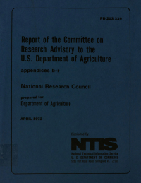 Cover Image: Report of the Committee on Research Advisory to the U.S. Department of Agriculture.
