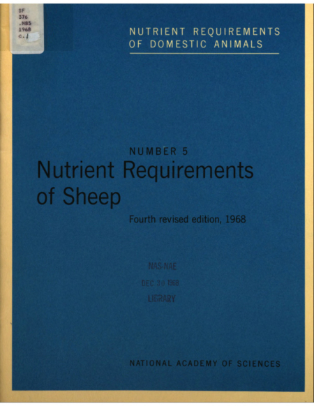 Nutrient Requirements of Sheep.