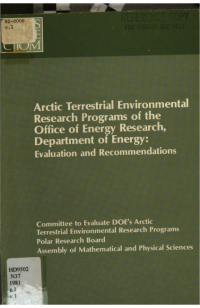Cover Image: Arctic Terrestrial Environmental Research Programs of the Office of Energy Research, Department of Energy