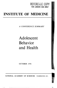 Cover Image: Adolescent Behavior and Health