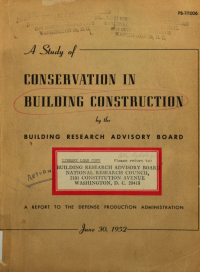 Cover Image: A Study of Conservation in Building Construction