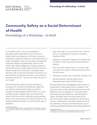 Community Safety as a Social Determinant of Health: Proceedings of a Workshop–in Brief