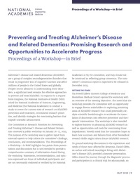 Cover Image: Preventing and Treating Alzheimer's Disease and Related Dementias: Promising Research and Opportunities to Accelerate Progress