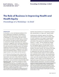 Cover Image: The Role of Business in Improving Health and Health Equity
