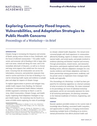 Exploring Community Flood Impacts, Vulnerabilities, and Adaptation Strategies to Public Health Concerns: Proceedings of a Workshop–in Brief