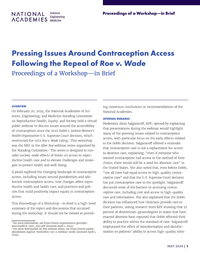 Pressing Issues Around Contraception Access Following the Repeal of Roe v. Wade: Proceedings of a Workshop–in Brief