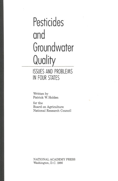 Pesticides and Groundwater Quality: Issues and Problems in Four States