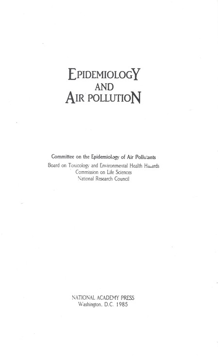 Cover: Epidemiology and Air Pollution