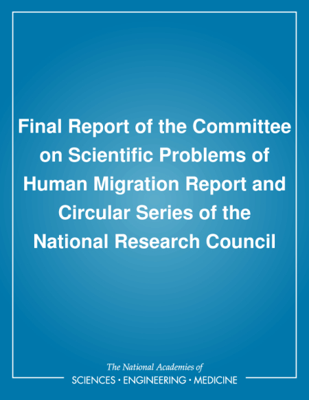 Cover: Final Report of the Committee on Scientific Problems of Human Migration: Report and Circular Series of the National Research Council