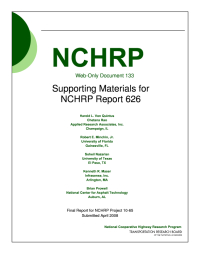 Supporting Materials for NCHRP Report 626