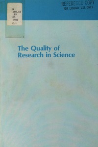 Quality of Research in Science: Methods for Postperformance Evaluation in the National Science Foundation