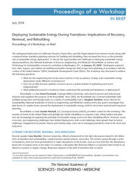 Deploying Sustainable Energy During Transitions: Implications of Recovery, Renewal, and Rebuilding: Proceedings of a Workshop—in Brief
