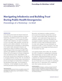 Navigating Infodemics and Building Trust During Public Health Emergencies: Proceedings of a Workshop–in Brief