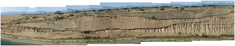 FIGURE 2.2 Buried channels such as these in the Ebro Basin, Spain, continue to serve as preferred conduits and reservoirs for fluid flow (oil, gas, and/or water) in the subsurface. SOURCE: Photo courtesy of Christopher Paola, University of Minnesota.