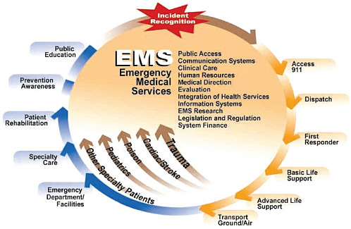 FIGURE 7-1 Core elements of emergency medical services systems.