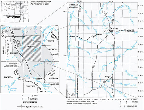 FIGURE 5.5 Map showing location of the study area in the Powder River Basin, Wyoming. SOURCE: Bartos and Ogle (2002).