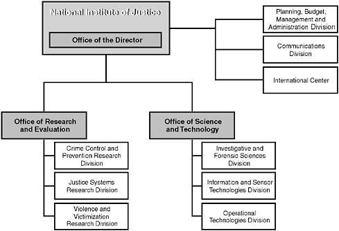 FIGURE 1-2 Organization of the National Institute of Justice.