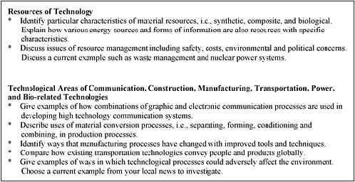 Figure 2 Sample 1996 standards for two technology topics.