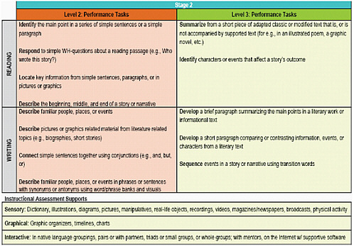 FIGURE 6-3 FLARE performance tasks and instructional assessment supports: Levels 2 and 3.