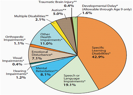 FIGURE 6-4 Students who receive special education services by disability category.