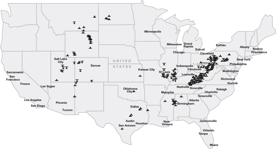 Coal mines (surface and underground) in the contiguous United States
