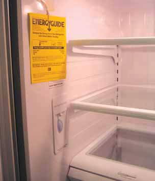 image of inside of refrigerator showing an energy guide