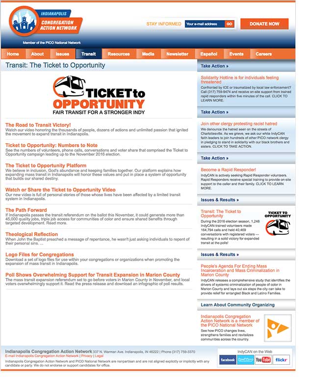 screenshot of Ticket to Opportunity website