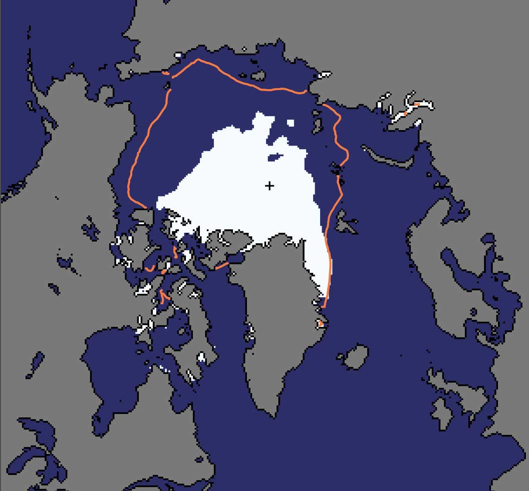 Figure 5. The Arctic summer
                  sea ice extent in 2012