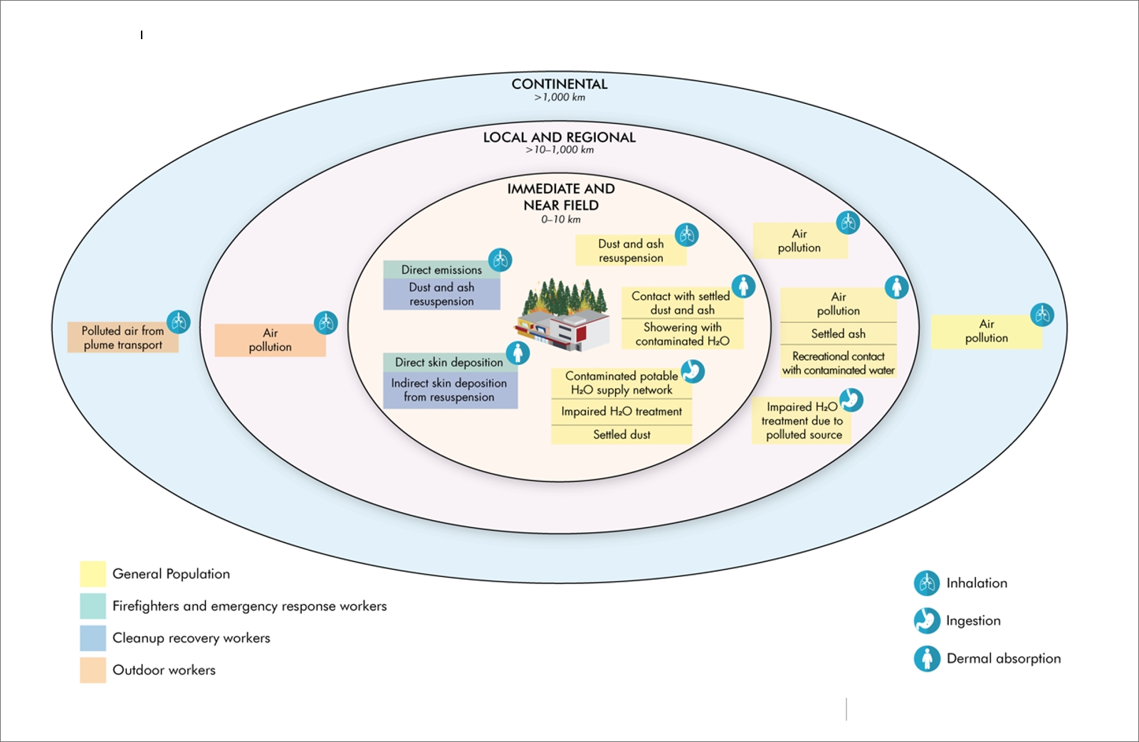Figure 4: Potential exposure pathways to WUI fire pollutants